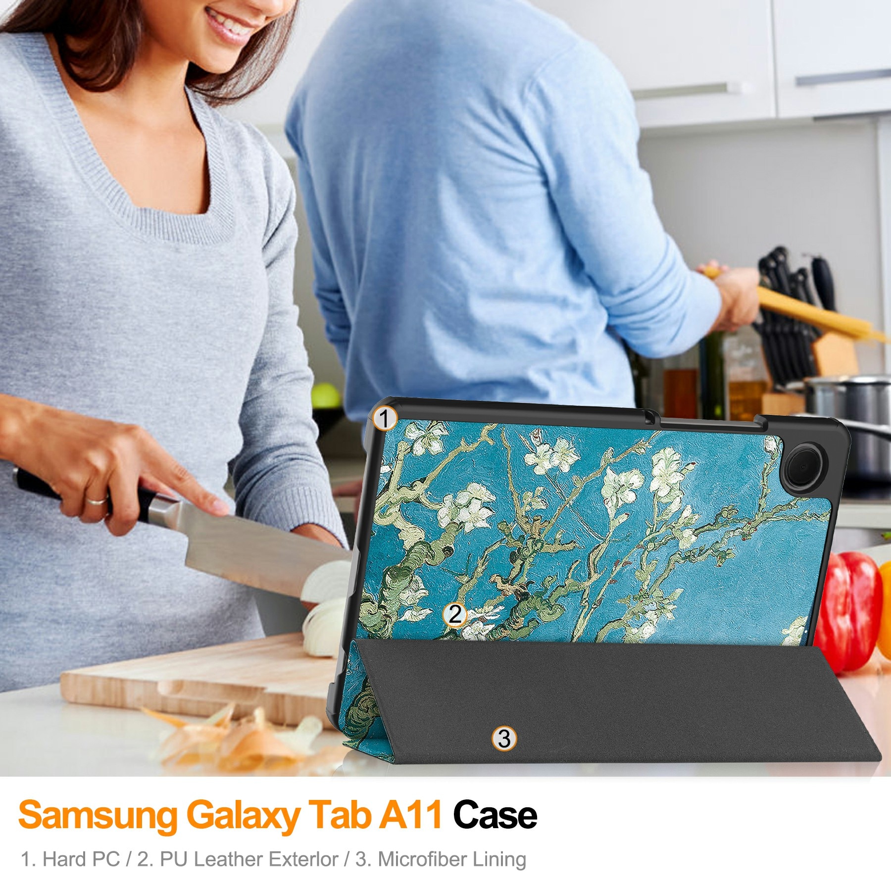 Kotelo Tri-fold Samsung Galaxy Tab A11 - kirsikankukkia