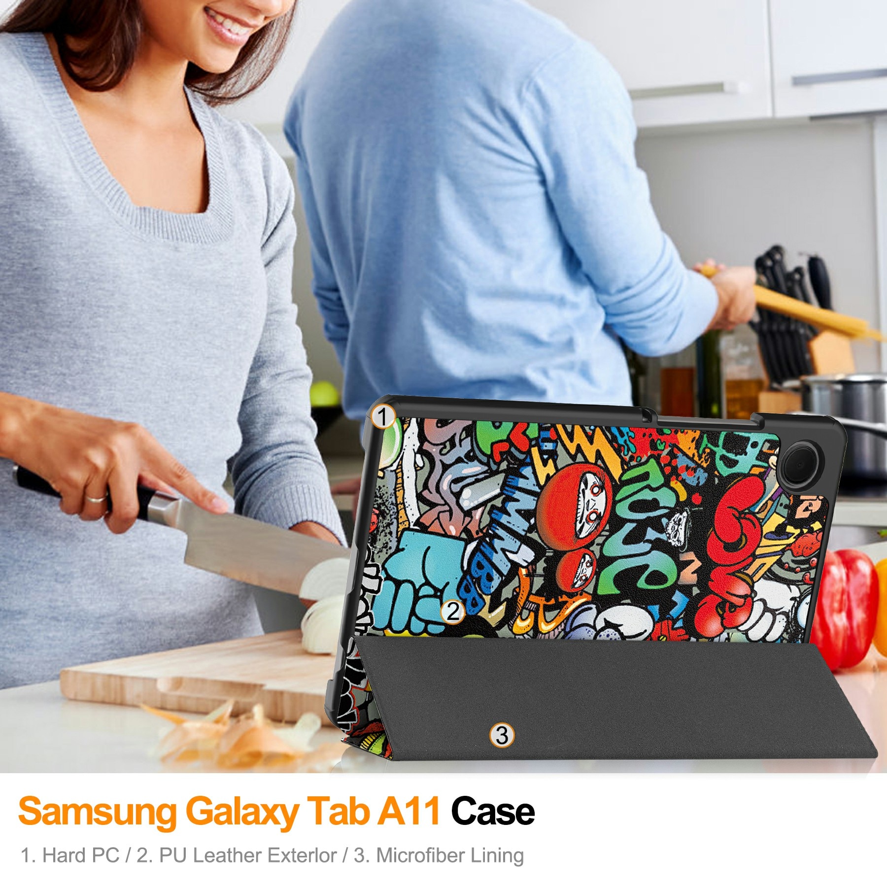 Kotelo Tri-fold Samsung Galaxy Tab A11 Graffiti