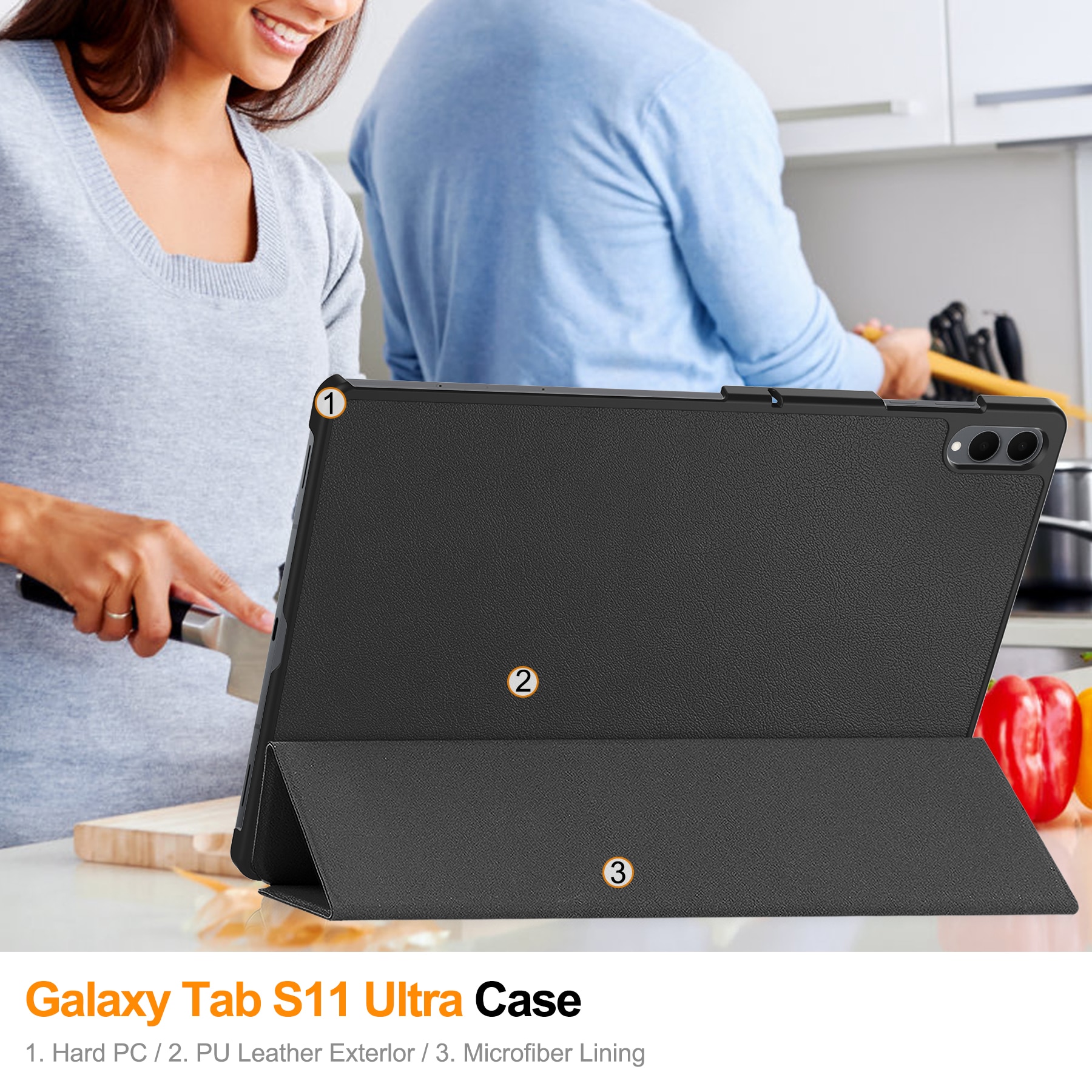 Kotelo Tri-fold Samsung Galaxy Tab S11 Ultra Musta