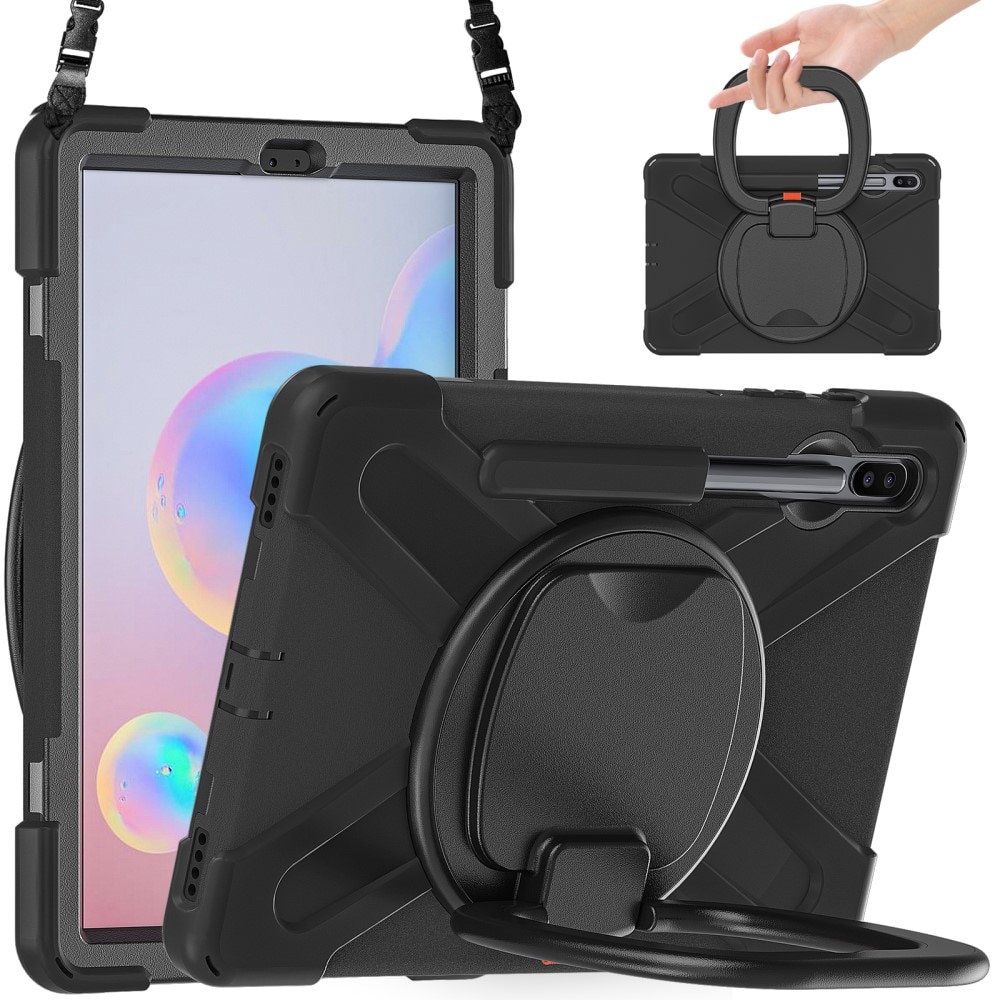 Kickstand Hybrid Case olkahihnalla Samsung Galaxy Tab S6 10.5 musta