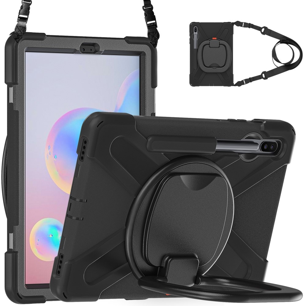 Kickstand Hybrid Case olkahihnalla Samsung Galaxy Tab S6 10.5 musta