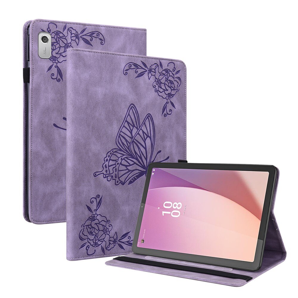 Nahkakotelo Perhonen Lenovo Tab M9 Liila