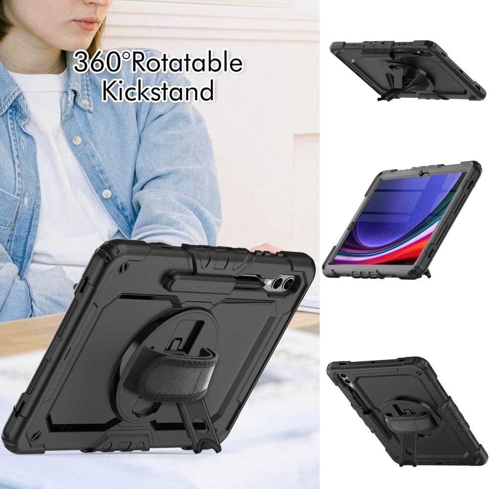 Iskunkestävä Full Protection Hybridikuori Samsung Galaxy Tab S9 Plus musta