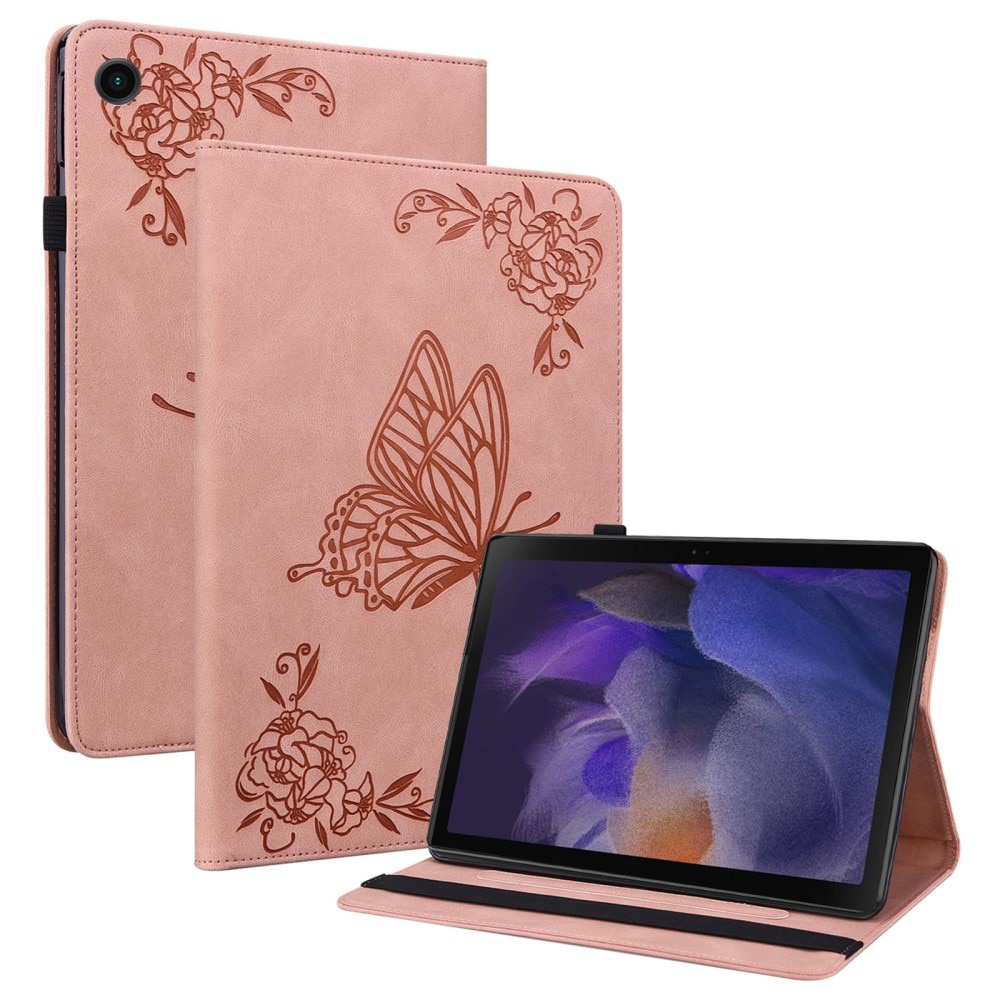 Nahkakotelo Perhonen Samsung Galaxy Tab A9 vaaleanpunainen