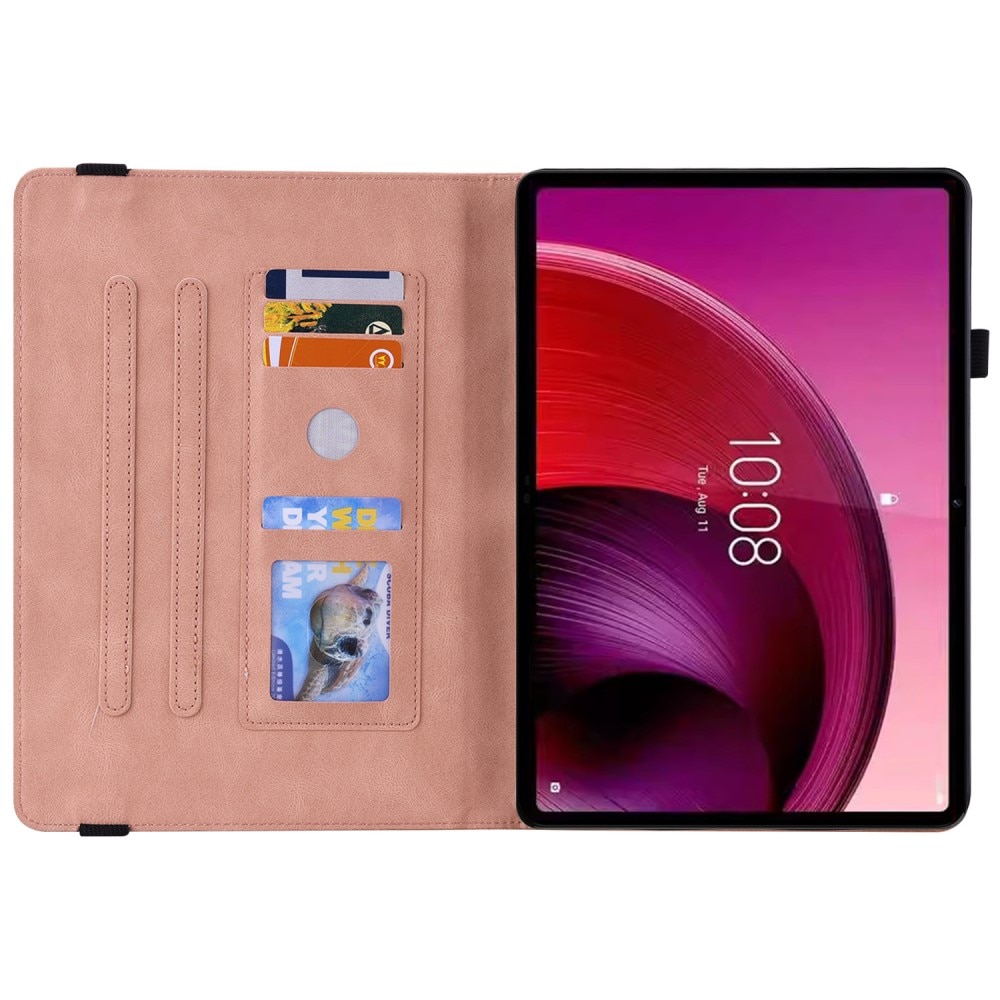 Nahkakotelo Perhonen Lenovo Tab M10 5G vaaleanpunainen