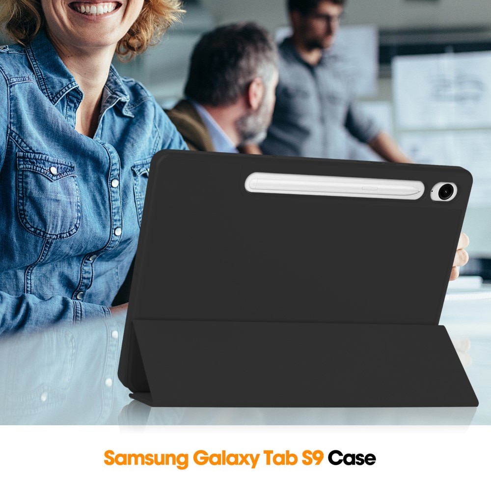 Samsung Galaxy Tab S9 FE Kotelo Tri-fold Kynäpidikkeellä musta