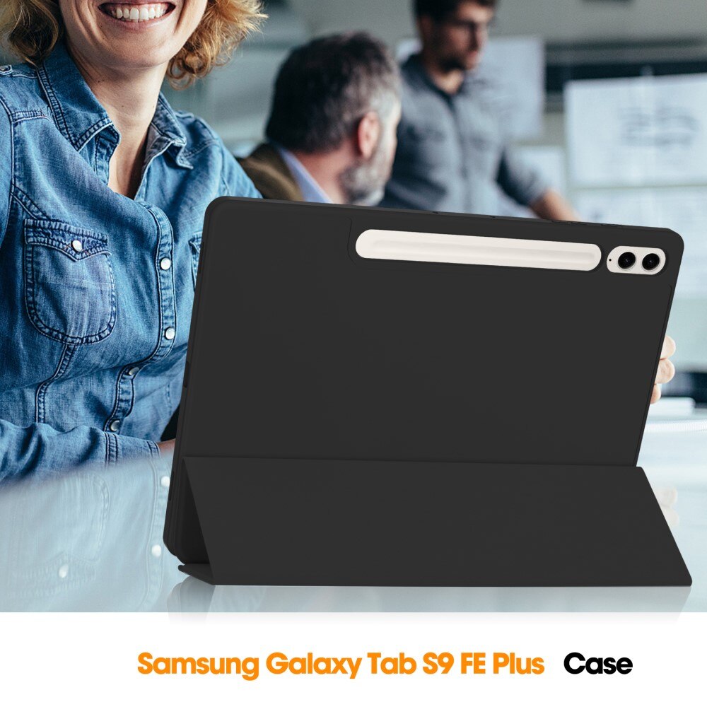 Samsung Galaxy Tab S9 FE Plus Kotelo Tri-fold Kynäpidikkeellä musta