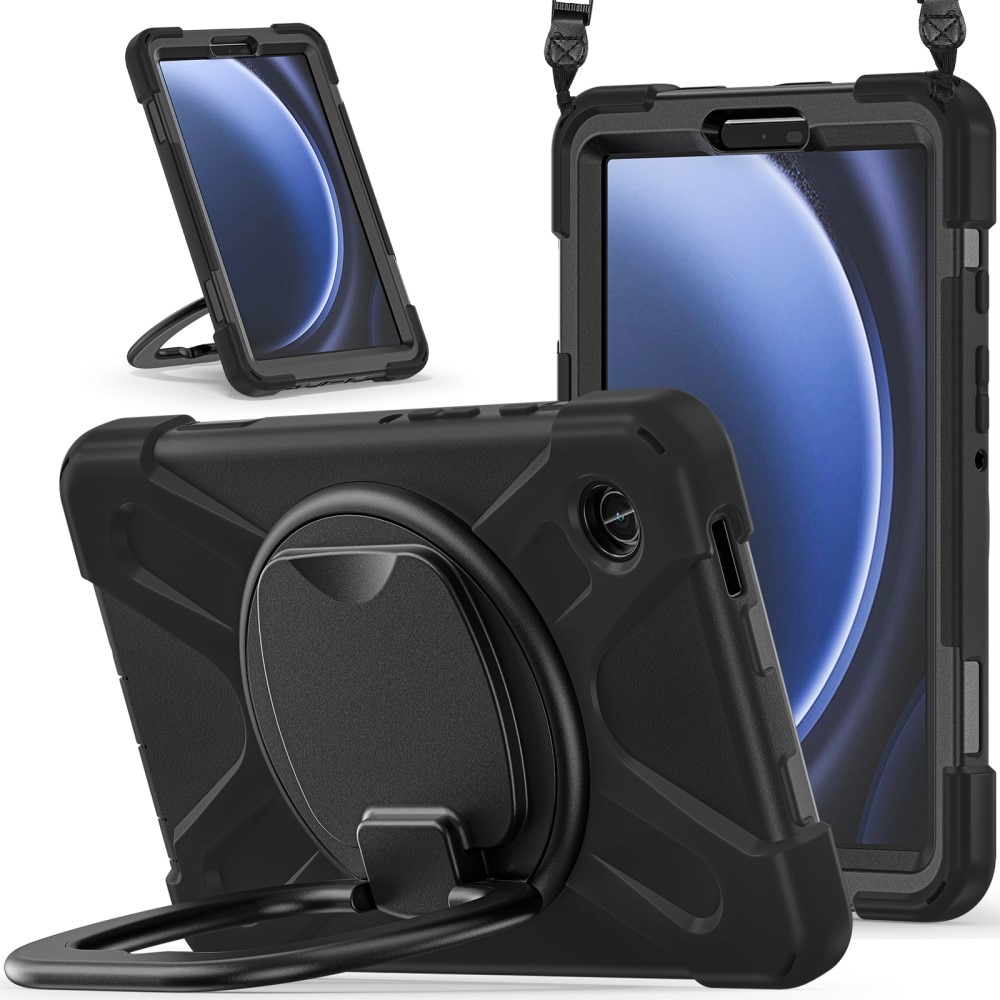 Tukitelineellä varustettu hybridikuori olkahihnalla Samsung Galaxy Tab A9 musta