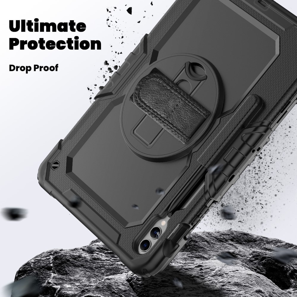 Iskunkestävä Full Protection Hybridikuori Samsung Galaxy Tab S9 FE Plus musta