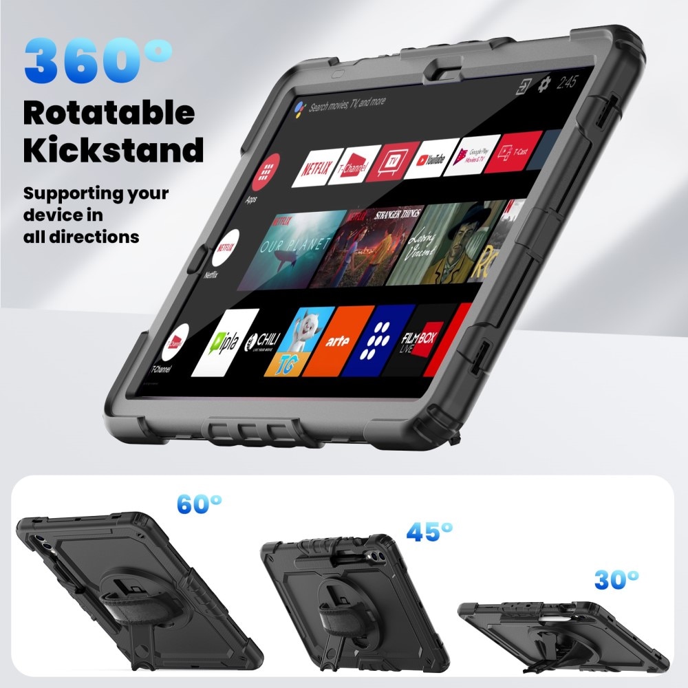 Iskunkestävä Full Protection Hybridikuori Samsung Galaxy Tab S9 FE Plus musta