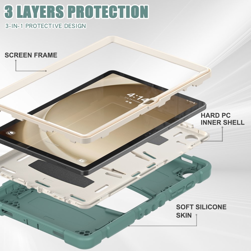 Iskunkestävä Hybridikuori Kickstand Samsung Galaxy Tab A9 Plus vihreä