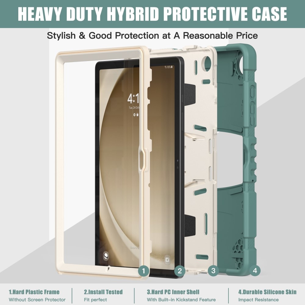 Iskunkestävä Hybridikuori Kickstand Samsung Galaxy Tab A9 Plus vihreä