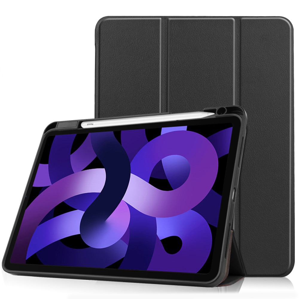 iPad Air 10.9 6th Gen (2024) Kotelo Tri-fold Kynäpidikkeellä musta