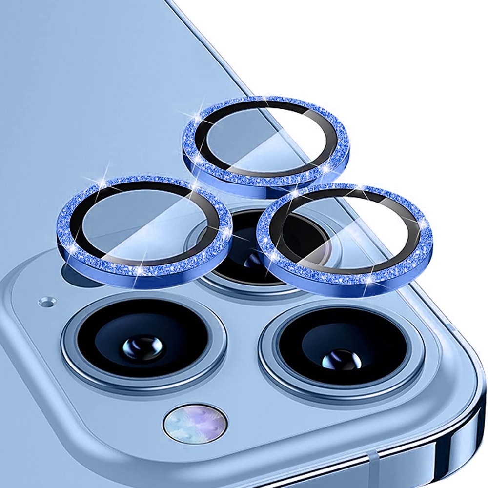 Glitter Linssinsuojus lasi+alumiiniseos iPhone 14 Pro/14 Pro Max sininen