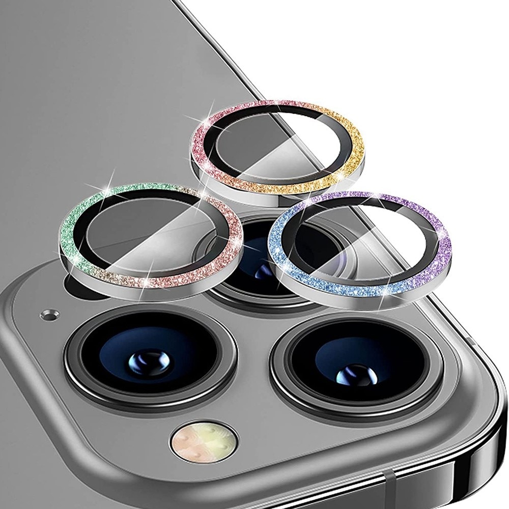 Glitter Linssinsuojus lasi+alumiiniseos iPhone 14 Pro/14 Pro Max sateenkaari