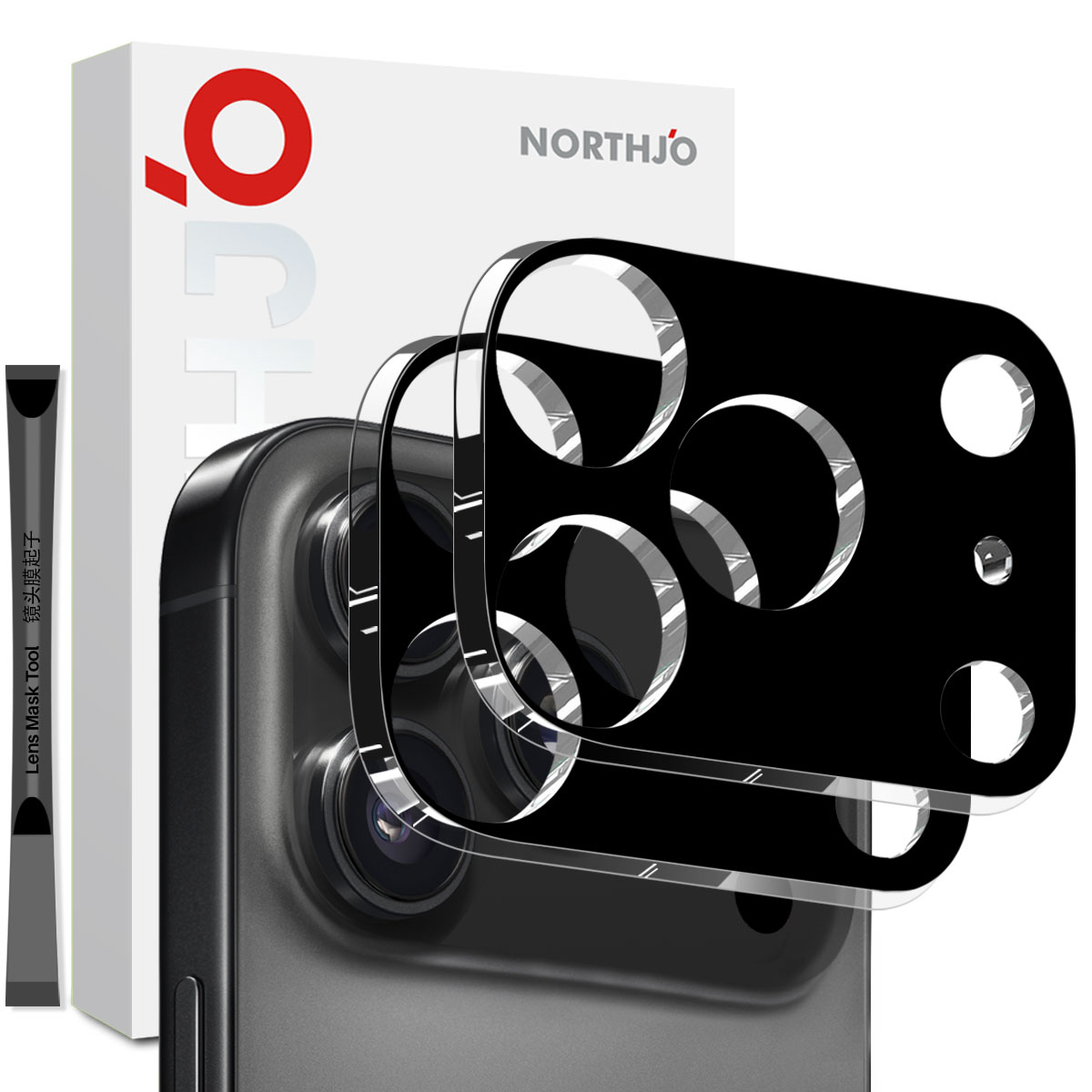 Panssarilasi Takakameroille iPhone 17 Pro (2-pack) Musta