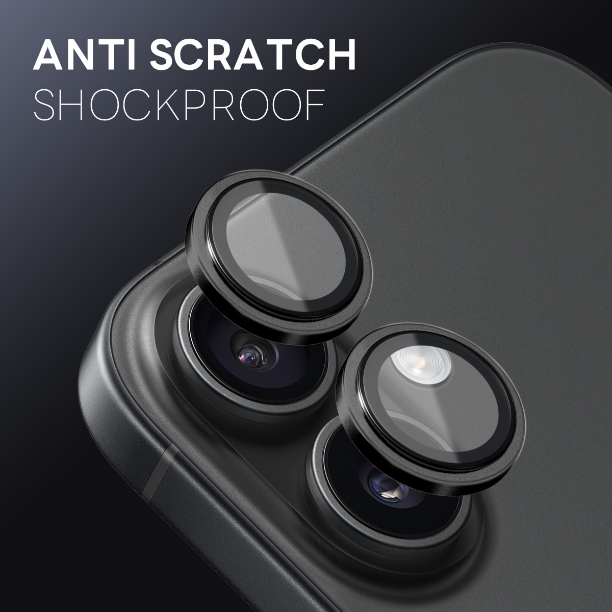 Panssarilasi Kameran Linssinsuojus alumiiniseos iPhone 17 Musta