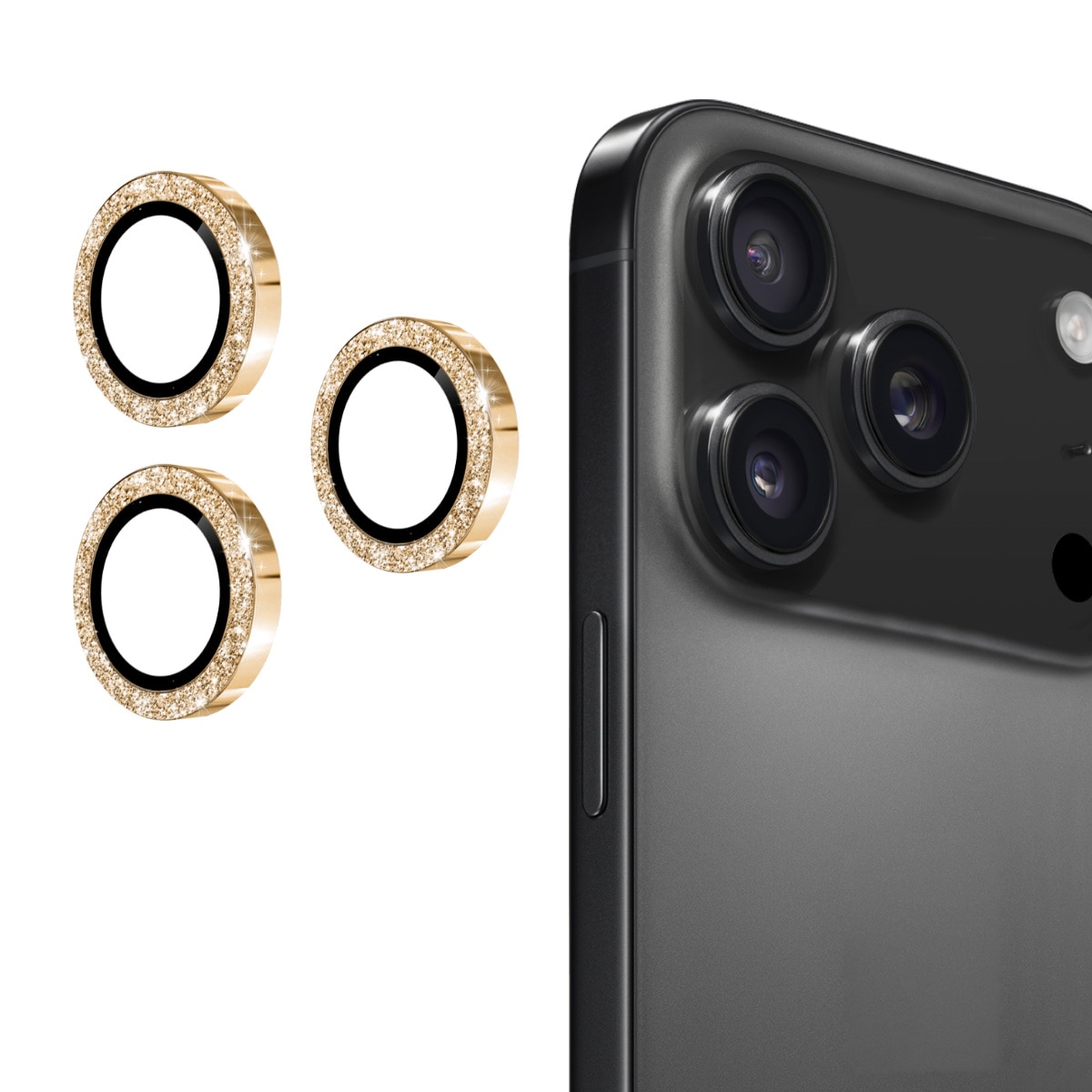 Glitter Linssinsuojus lasi+alumiiniseos iPhone 17 Pro Kulta