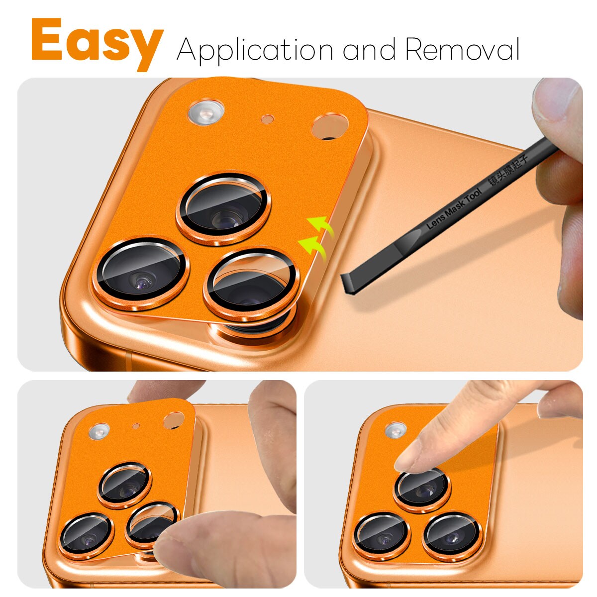 Kameransuoja Karkaistu Lasi Metalli iPhone 17 Pro Oranssi