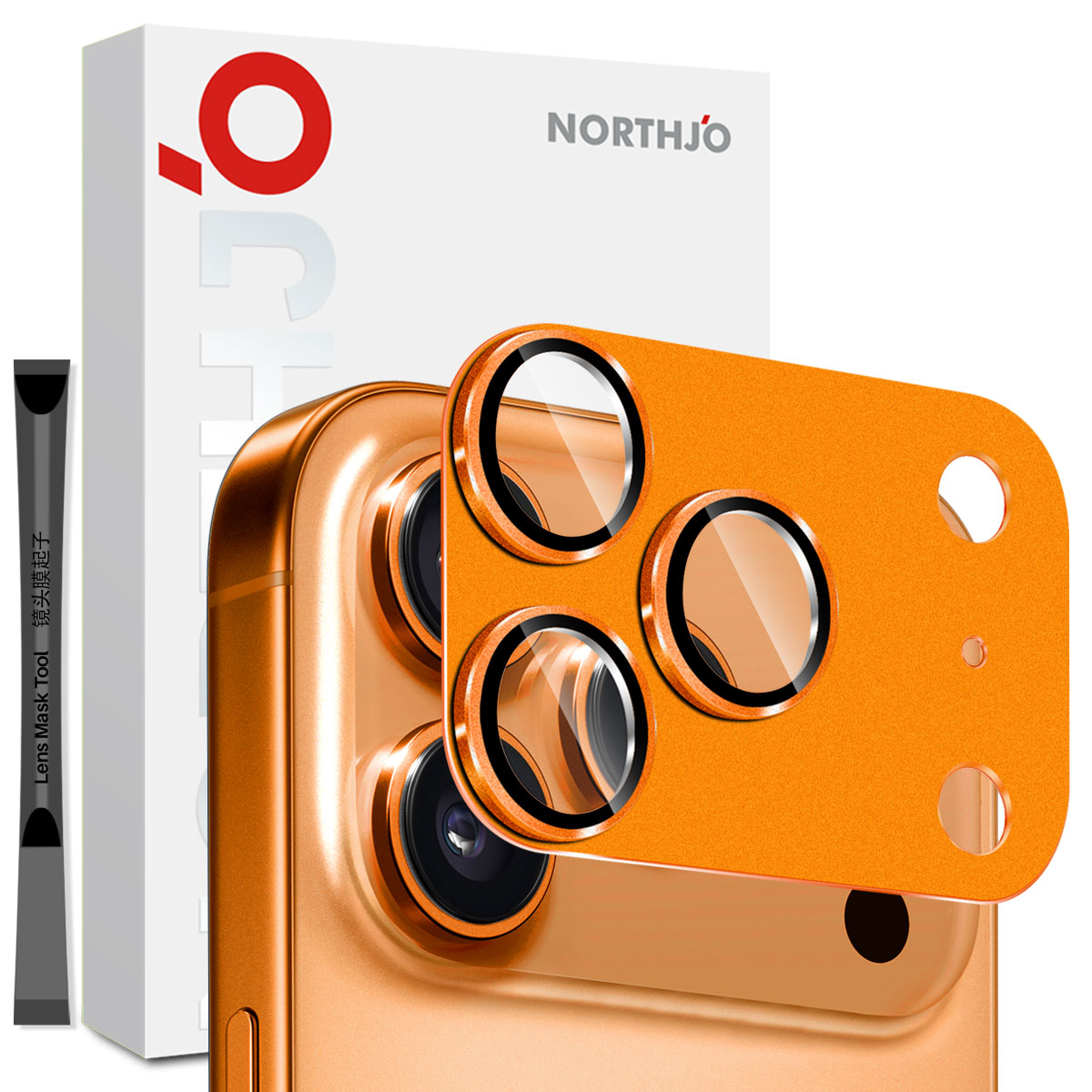 Kameransuoja Karkaistu Lasi Metalli iPhone 17 Pro Max Oranssi