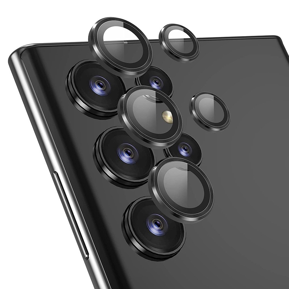 Panssarilasi Kameran Linssinsuojus alumiiniseos Samsung Galaxy S23 Ultra musta