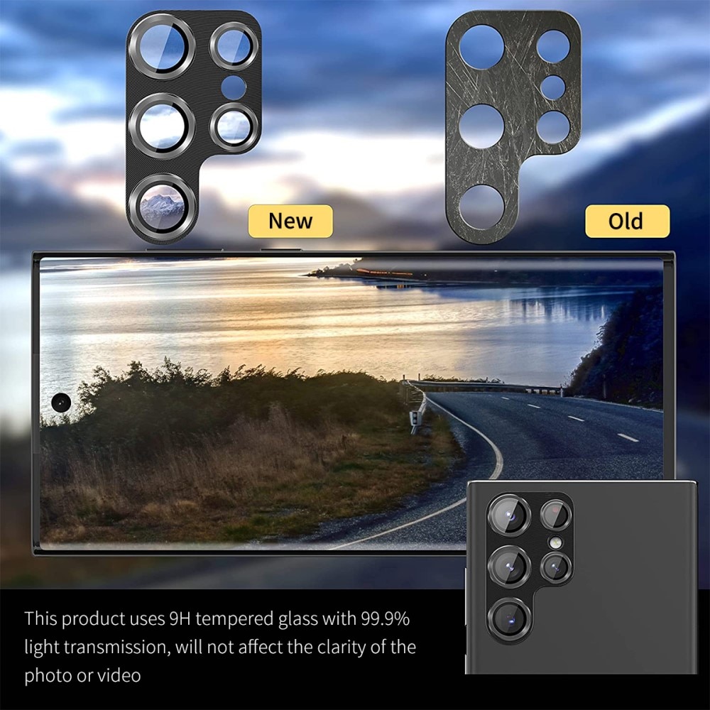 Panssarilasi Takakameroille alumiiniseos Samsung Galaxy S23 Ultra musta