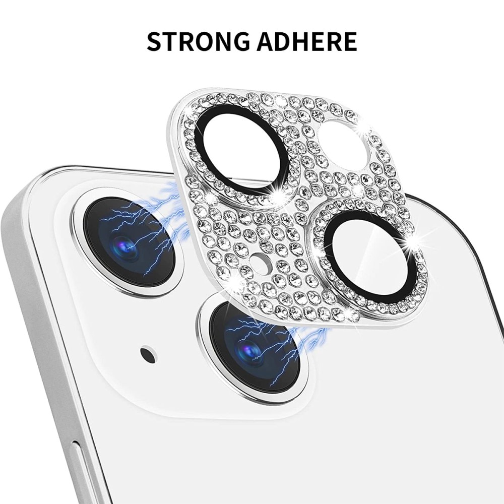 Glitter Panssarilasi Takakameroille alumiiniseos iPhone 14 hopea