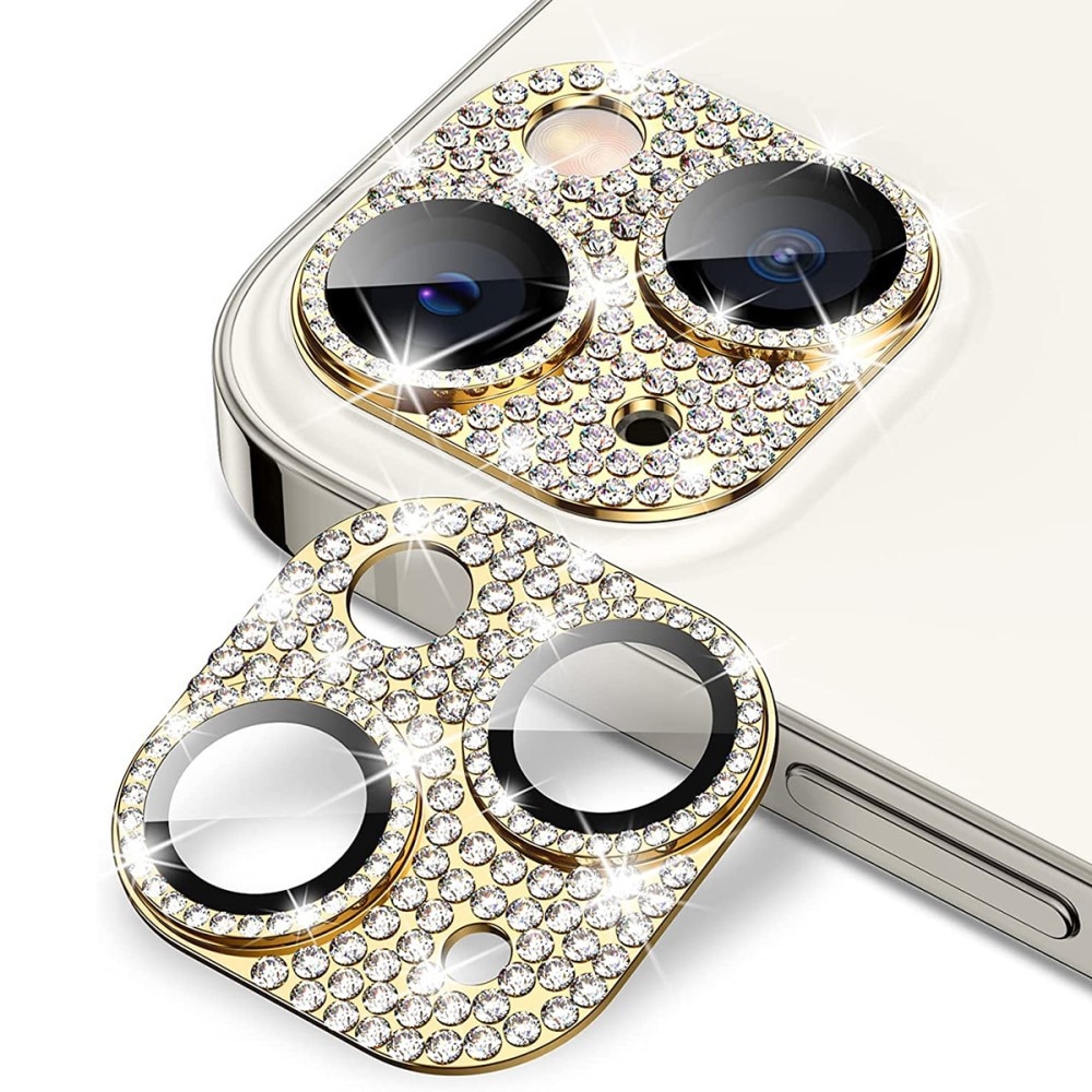 Glitter Panssarilasi Takakameroille alumiiniseos iPhone 14 kulta