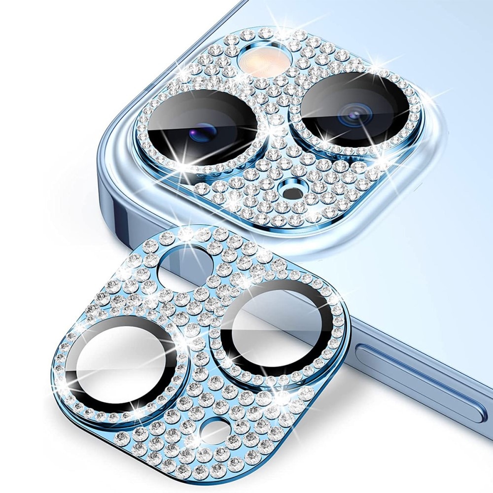 Glitter Panssarilasi Takakameroille alumiiniseos iPhone 14 sininen