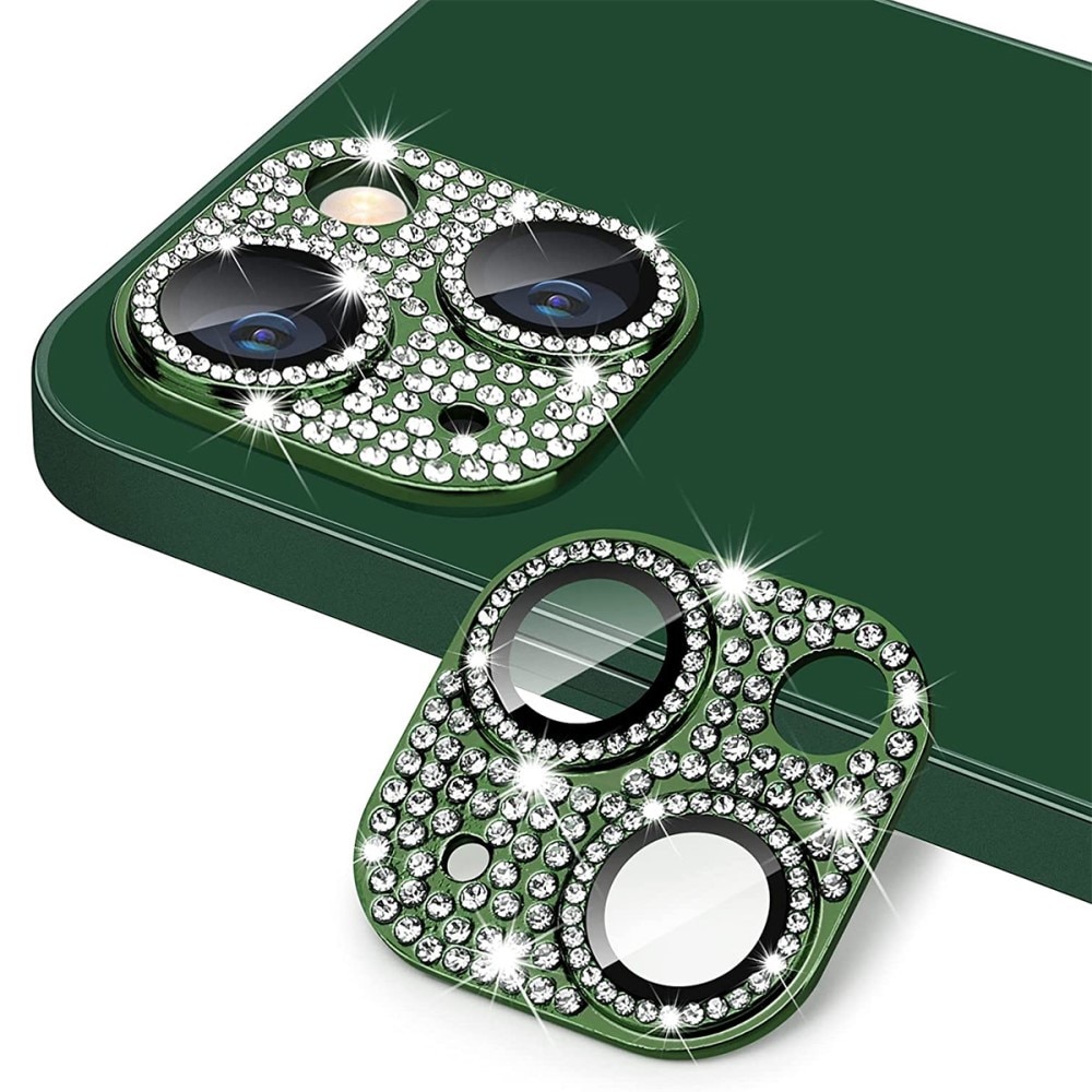 Glitter Panssarilasi Takakameroille alumiiniseos iPhone 13 Mini vihreä