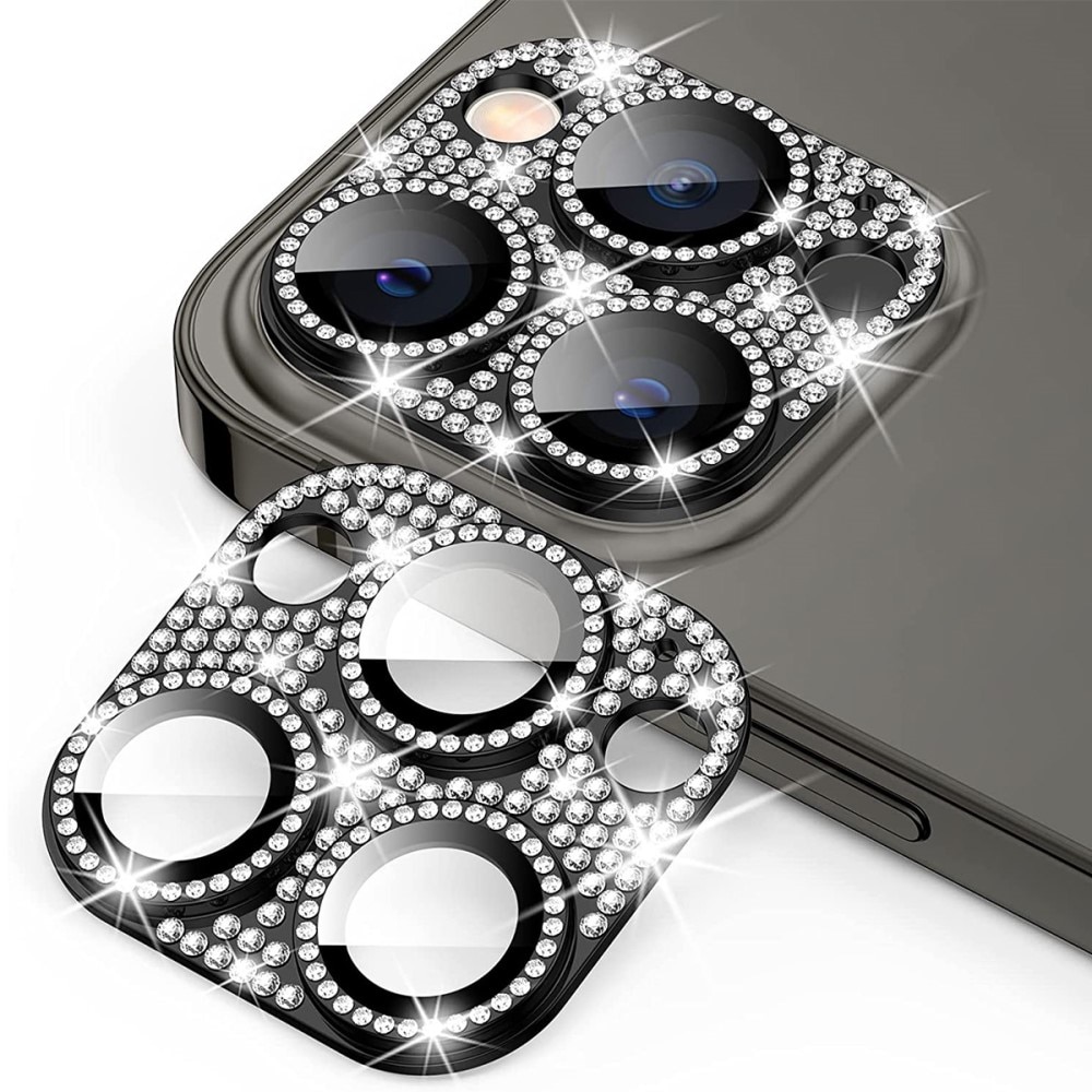 Glitter Panssarilasi Takakameroille alumiiniseos iPhone 13 Pro musta