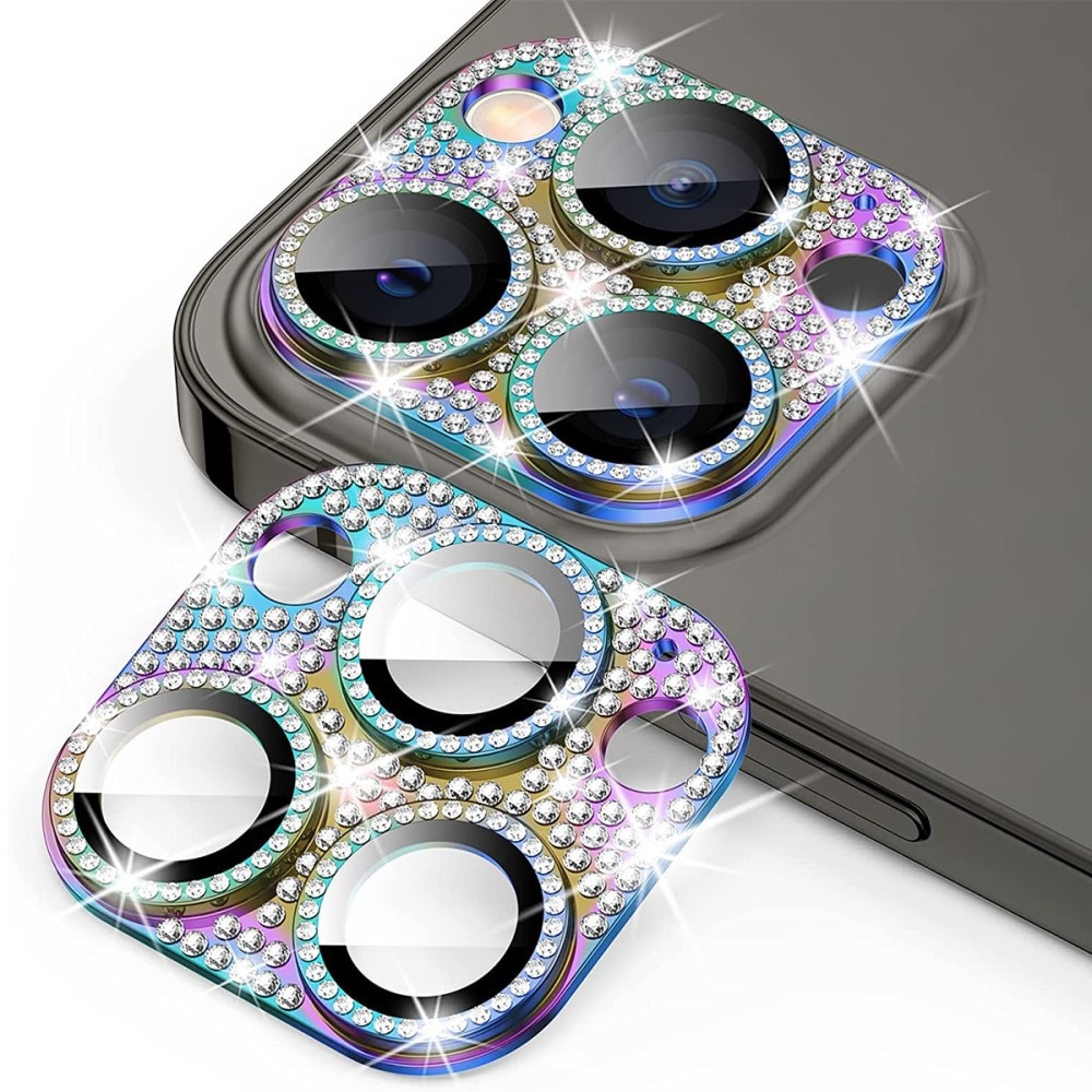 Glitter Panssarilasi Takakameroille alumiiniseos iPhone 13 Pro sateenkaari