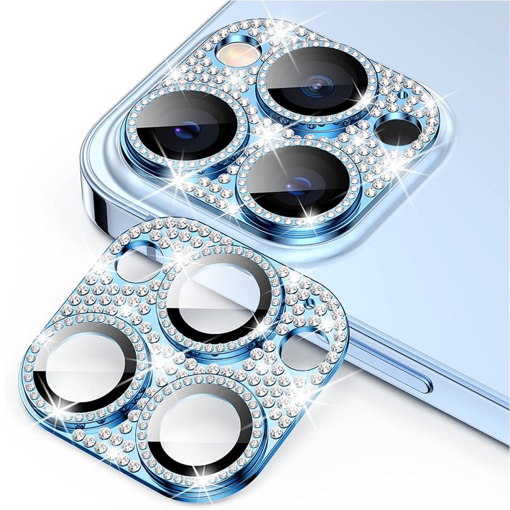 Glitter Panssarilasi Takakameroille alumiiniseos iPhone 13 Pro sininen