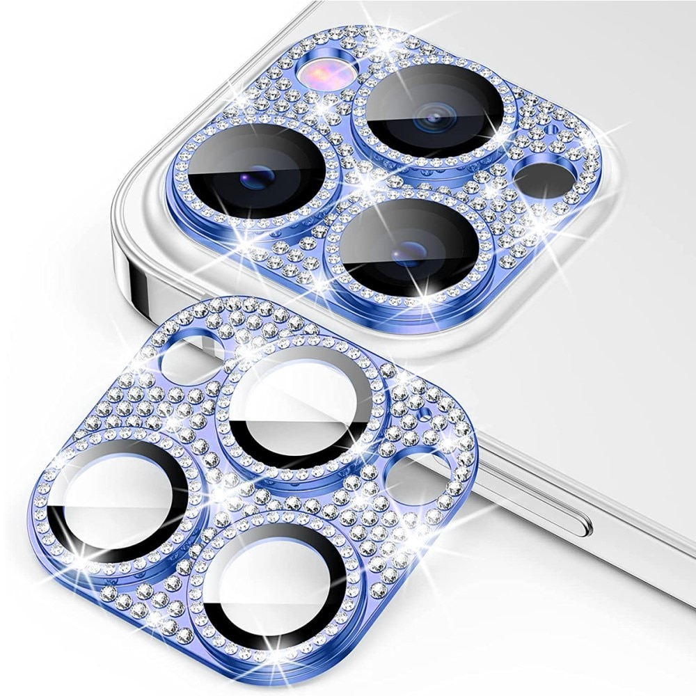 Glitter Panssarilasi Takakameroille alumiiniseos iPhone 12 Pro sininen