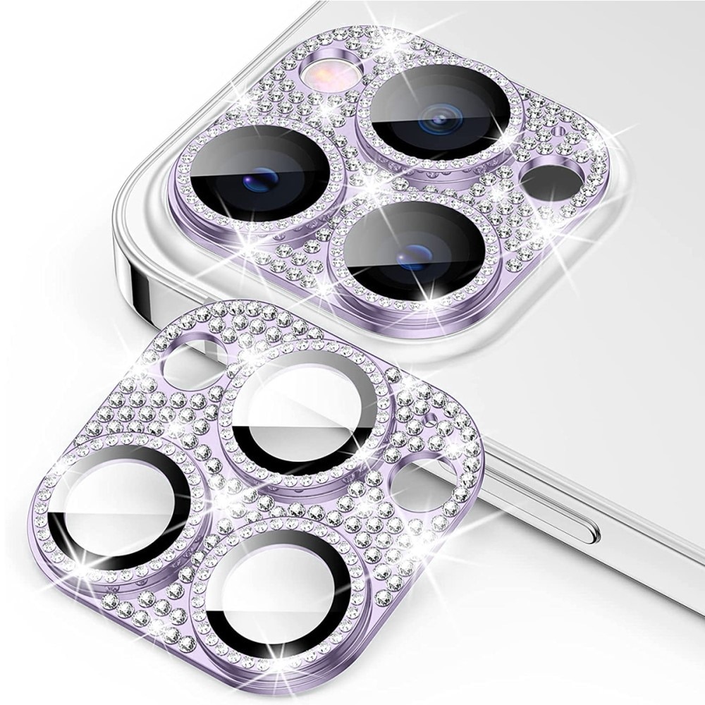Glitter Panssarilasi Takakameroille alumiiniseos iPhone 12 Pro liila