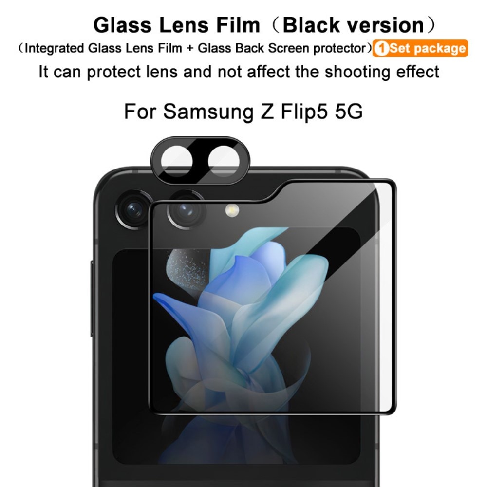 Näytön Panssarilasi + Kameran Linssinsuoja Samsung Galaxy Z Flip 5 musta
