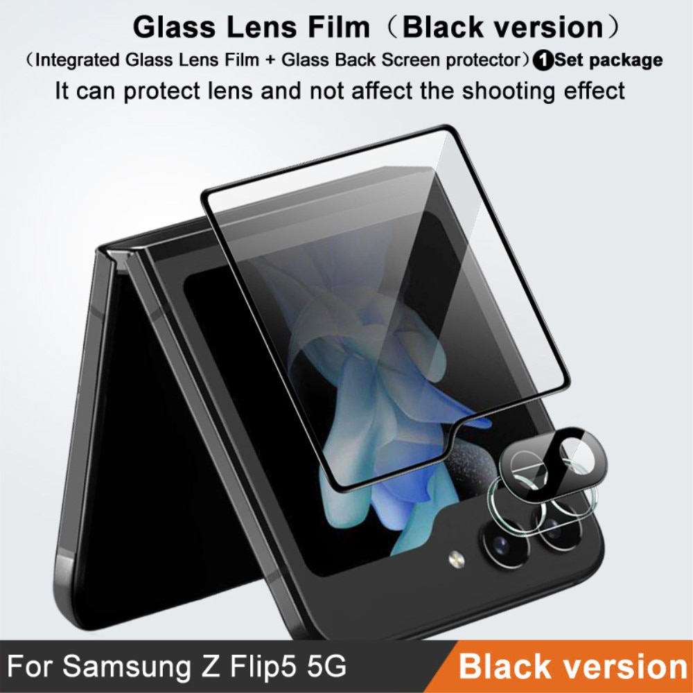 Näytön Panssarilasi + Kameran Linssinsuoja Samsung Galaxy Z Flip 5 musta