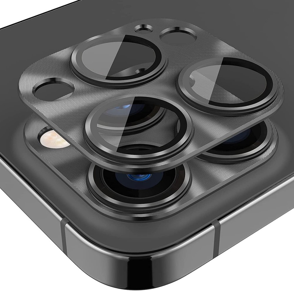 Panssarilasi Takakameroille alumiiniseos iPhone 15 Pro musta