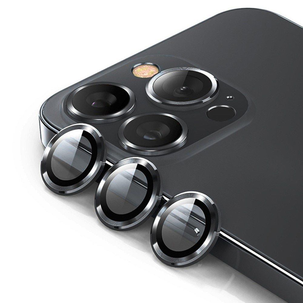 Panssarilasi Kameran Linssinsuojus alumiiniseos iPhone 15 Pro musta