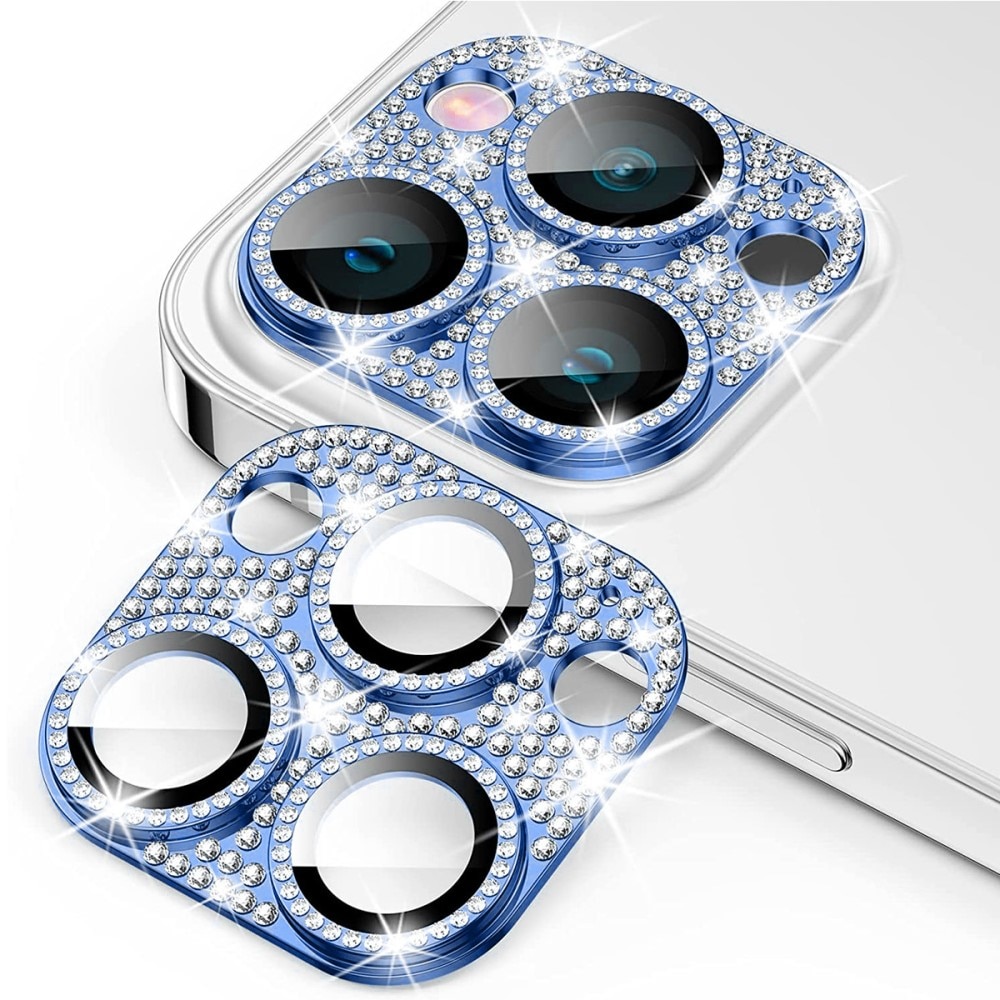 Glitter Panssarilasi Takakameroille alumiiniseos iPhone 15 Pro sininen