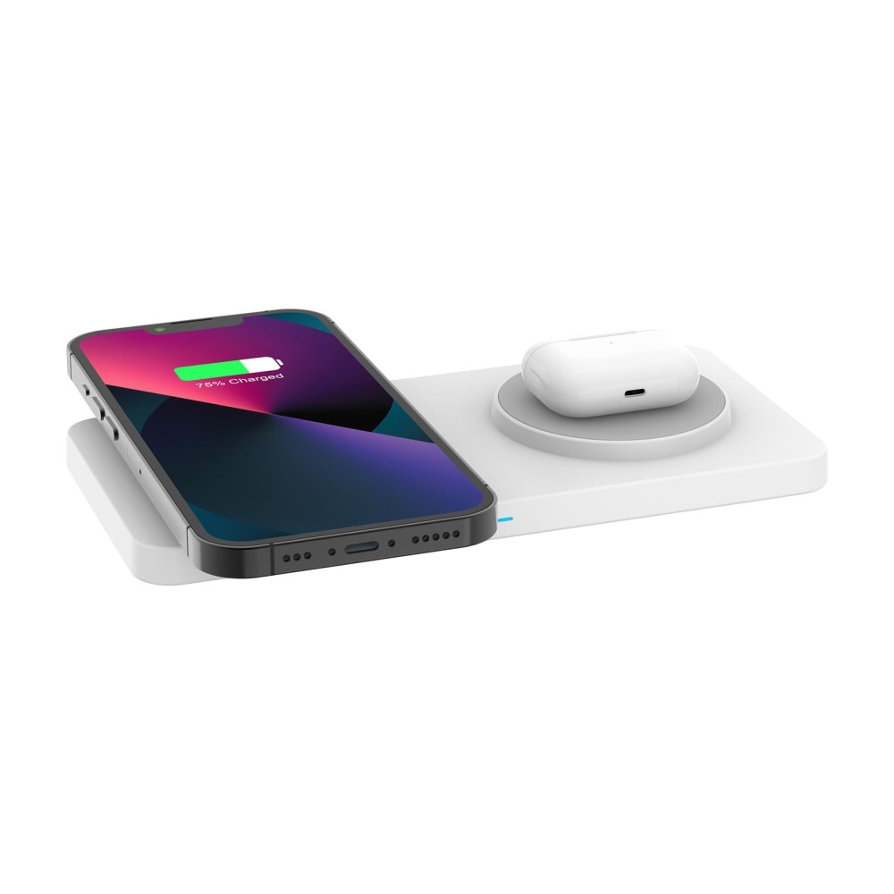 2-in-1 Magneettinen Langaton Latausalusta 30W Valkoinen