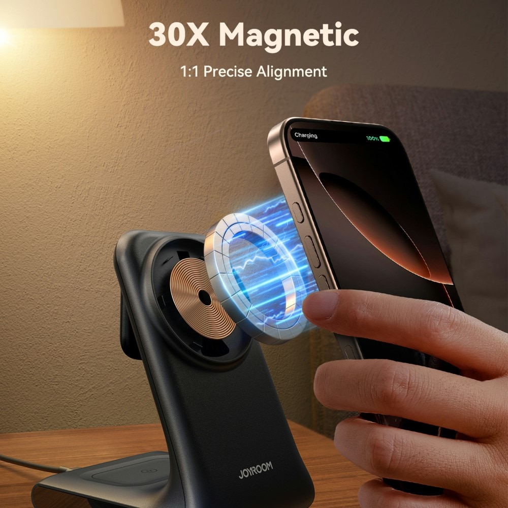 3-in-1 Magneettinen Langaton Latausteline musta