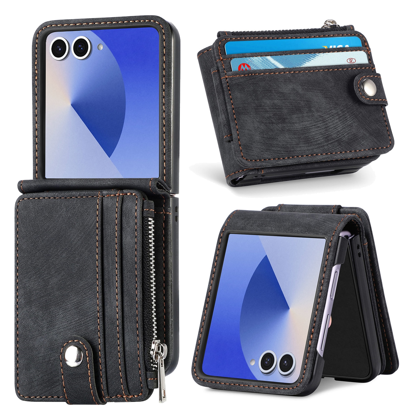 Suojakotelo Zipper Multi-slot Samsung Galaxy Z Flip 7 Musta