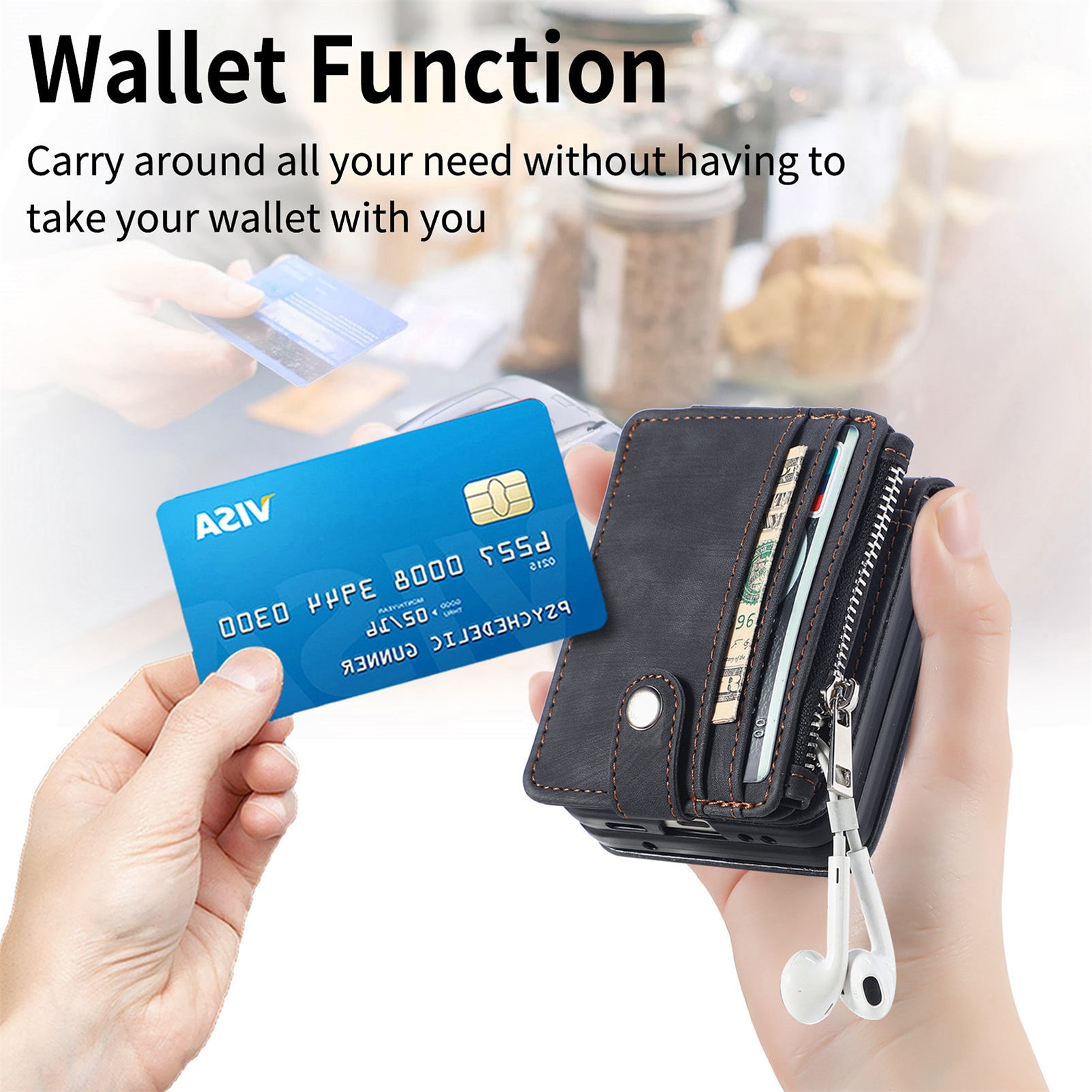 Suojakotelo Zipper Multi-slot Samsung Galaxy Z Flip 7 Musta
