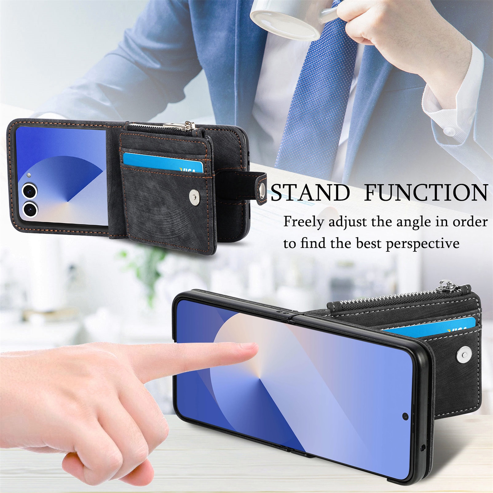 Suojakotelo Zipper Multi-slot Samsung Galaxy Z Flip 7 Musta