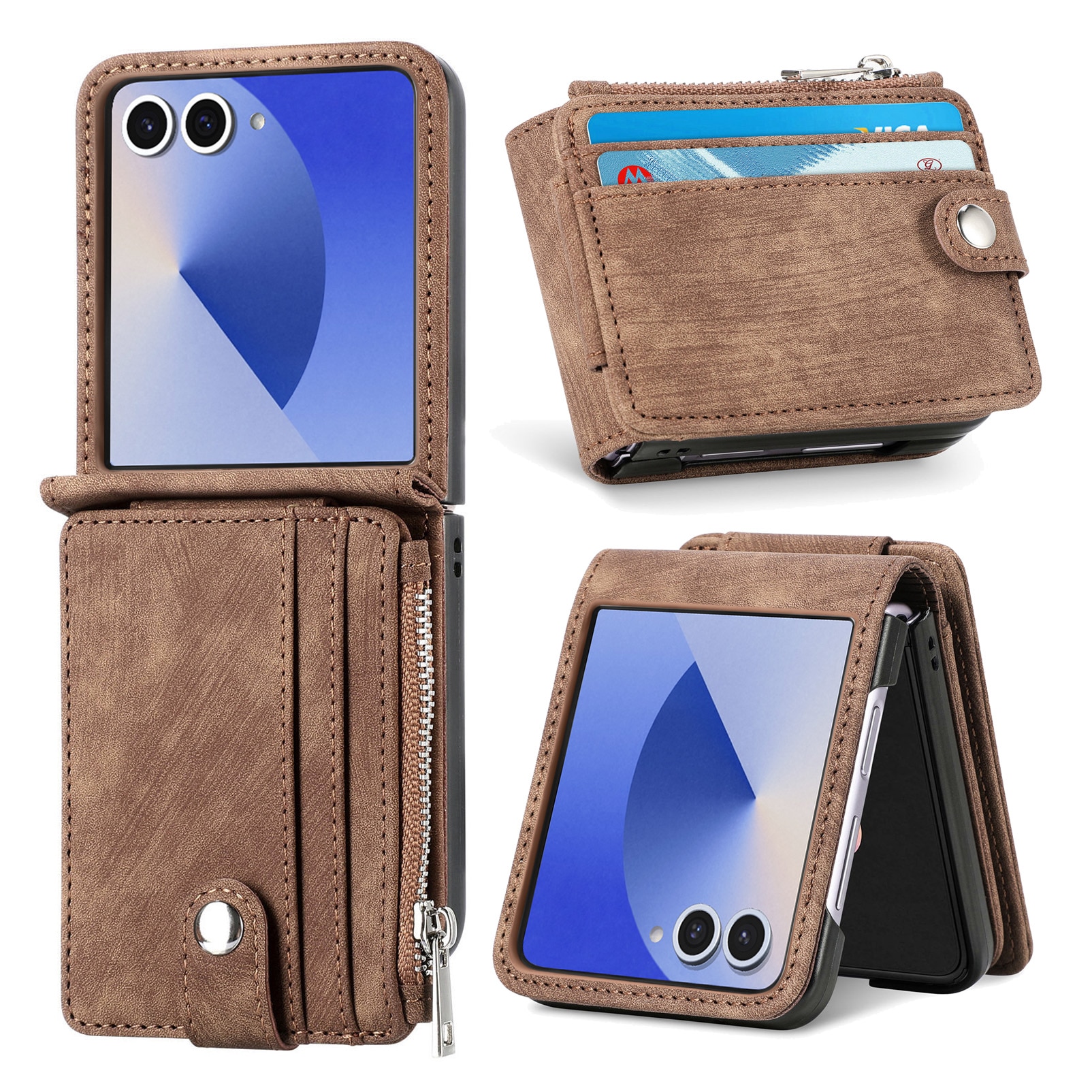Suojakotelo Zipper Multi-slot Samsung Galaxy Z Flip 7 Ruskea