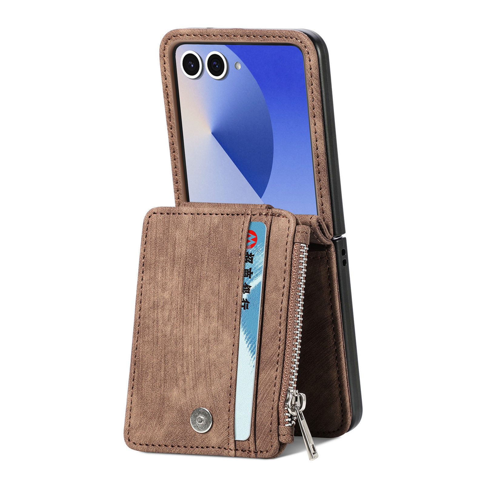 Suojakotelo Zipper Multi-slot Samsung Galaxy Z Flip 7 Ruskea
