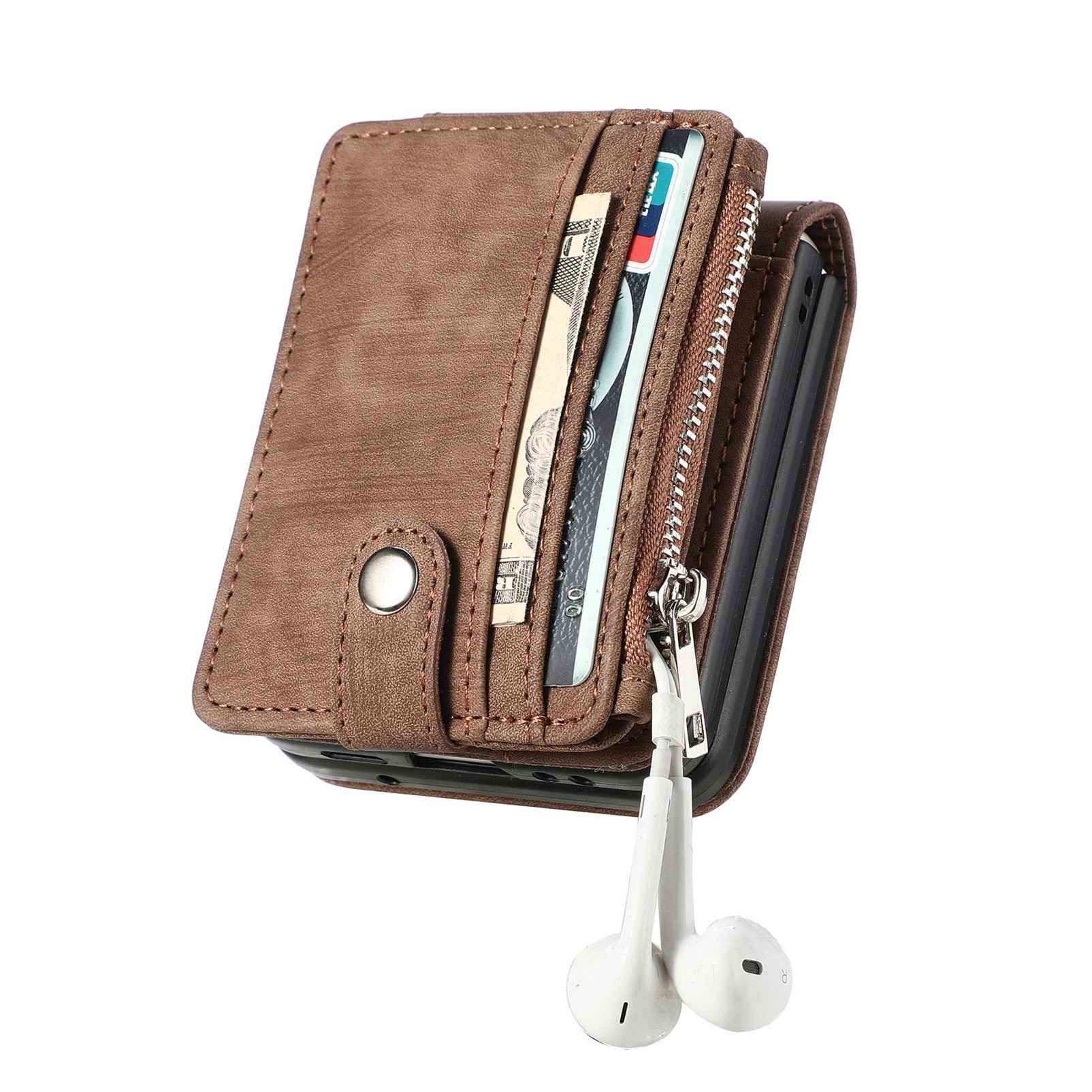 Suojakotelo Zipper Multi-slot Samsung Galaxy Z Flip 7 Ruskea