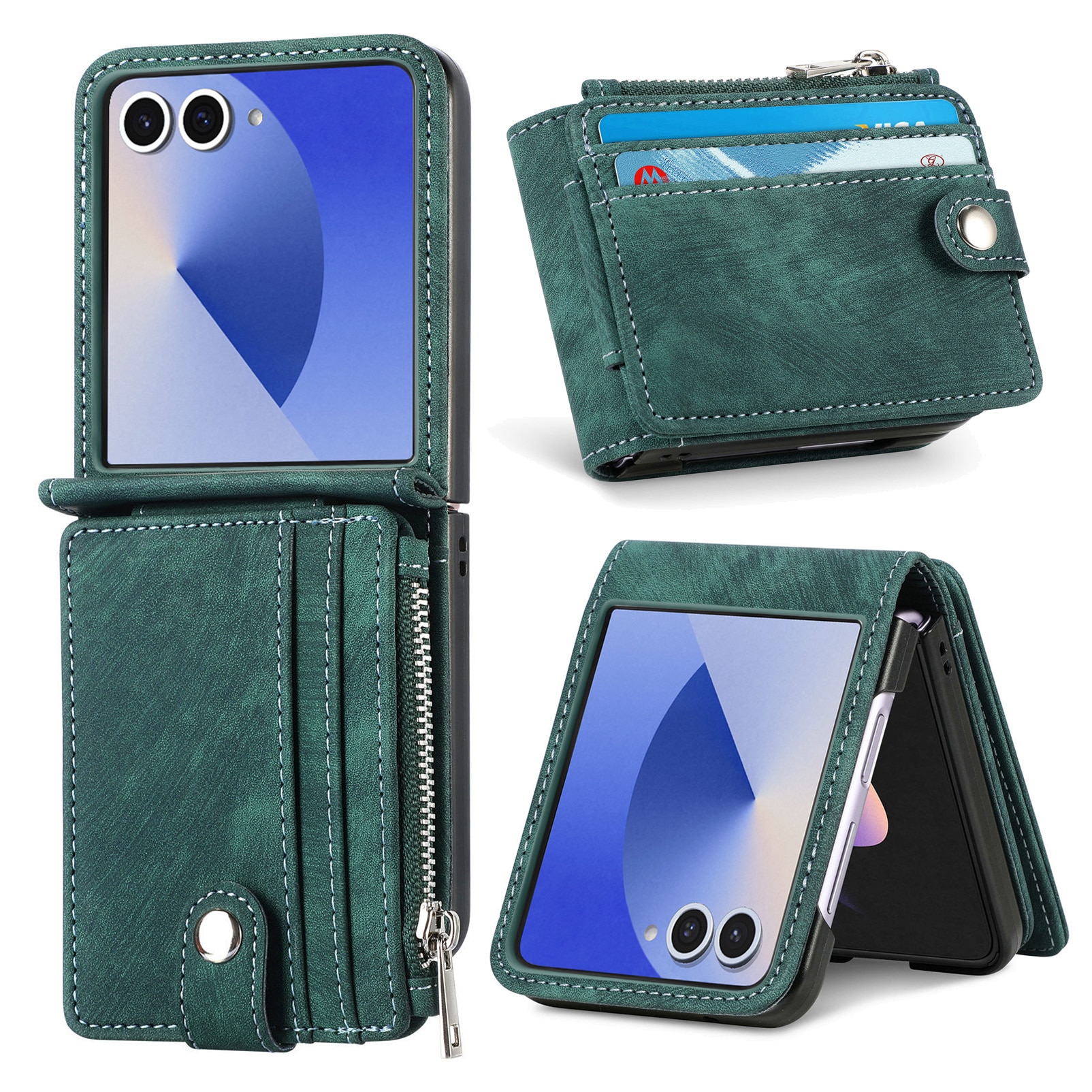 Suojakotelo Zipper Multi-slot Samsung Galaxy Z Flip 7 Vihreä