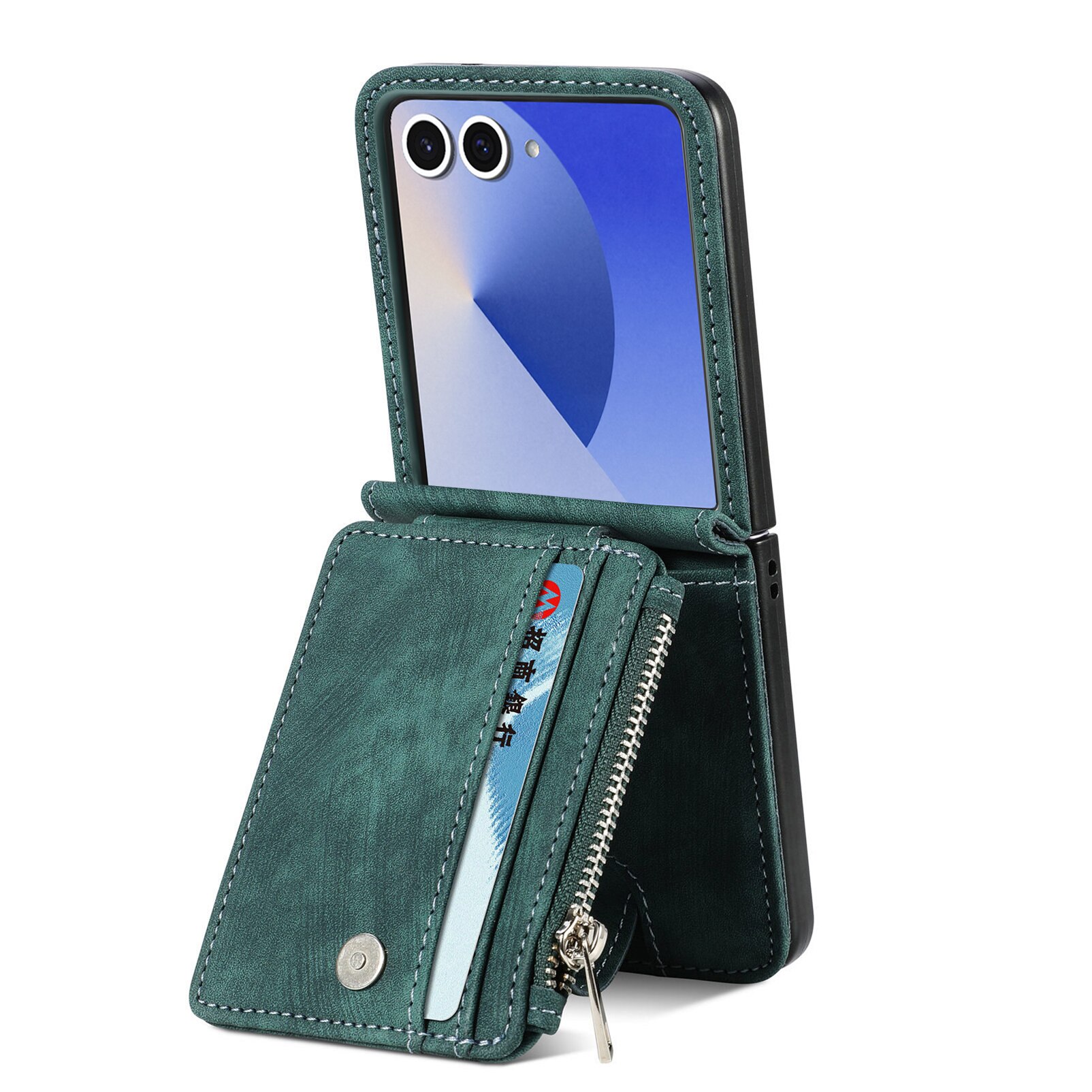 Suojakotelo Zipper Multi-slot Samsung Galaxy Z Flip 7 Vihreä
